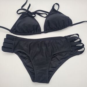 Black Adjustable String Tie Bikini